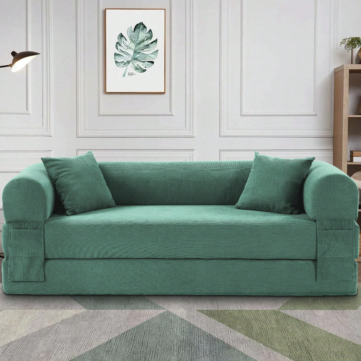 80" Convertible Sofa Bed, 3-in-1 Folding Pull Out Couch with Pillows