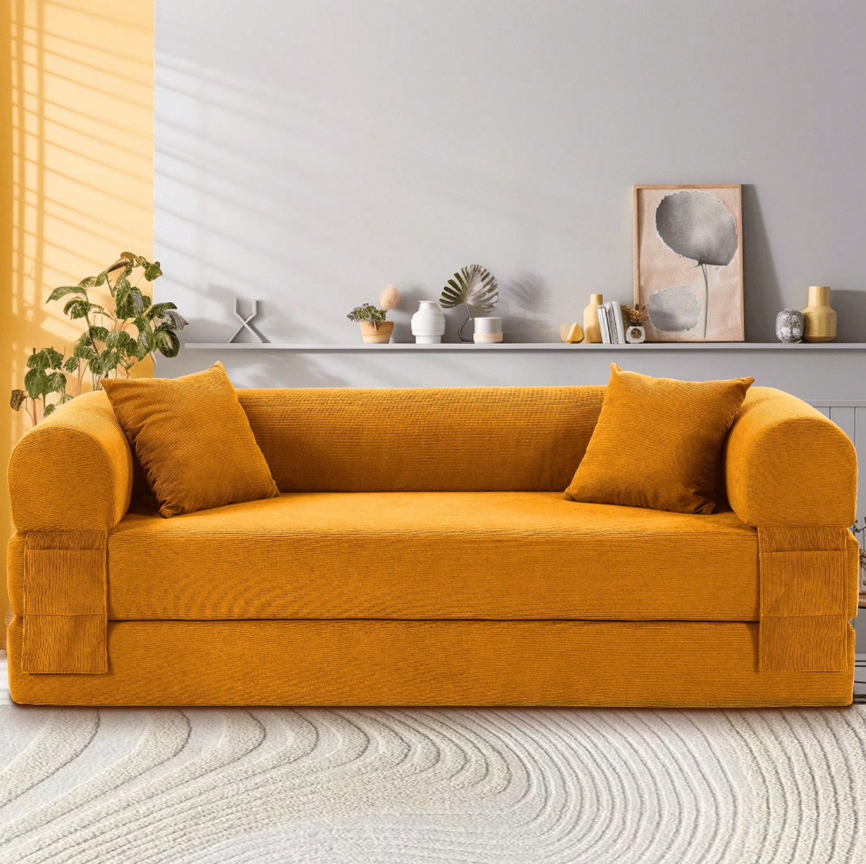80" Convertible Sofa Bed, 3-in-1 Folding Pull Out Couch with Pillows