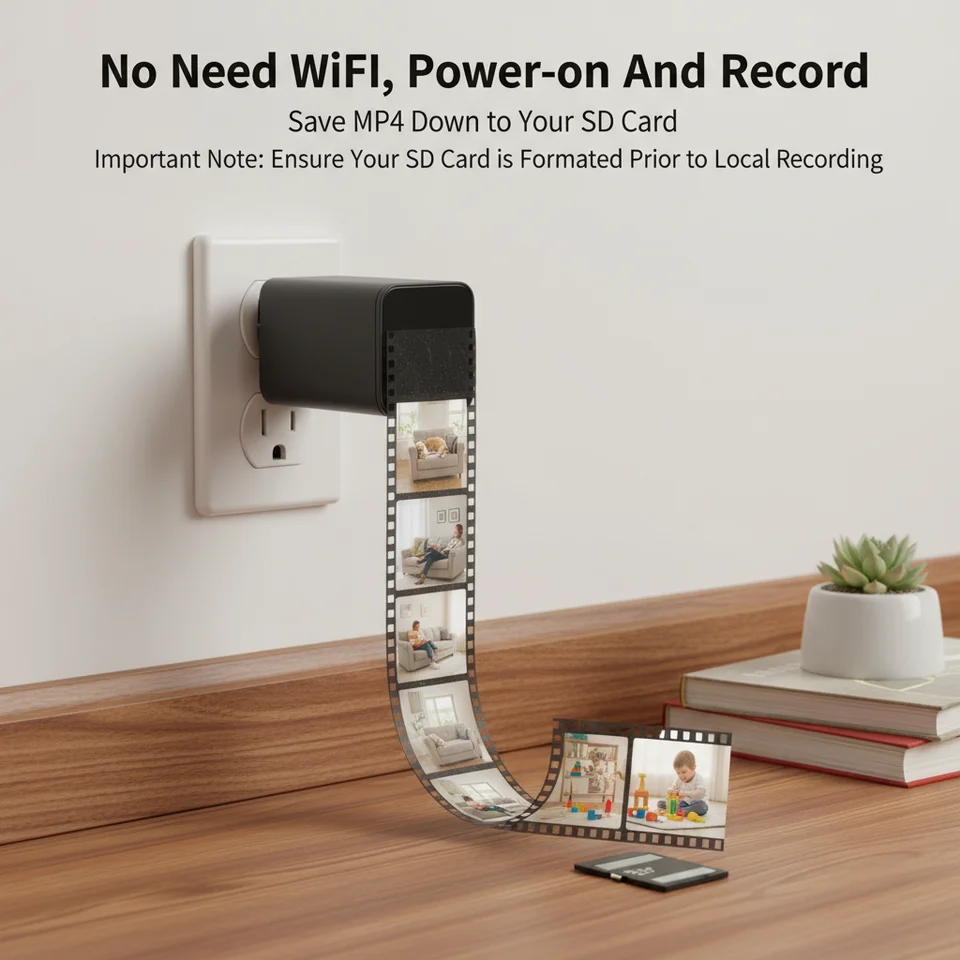 Mini Security Camera 1080P HD, Motion Detection, Remote View, Recording, USB Phone Charger