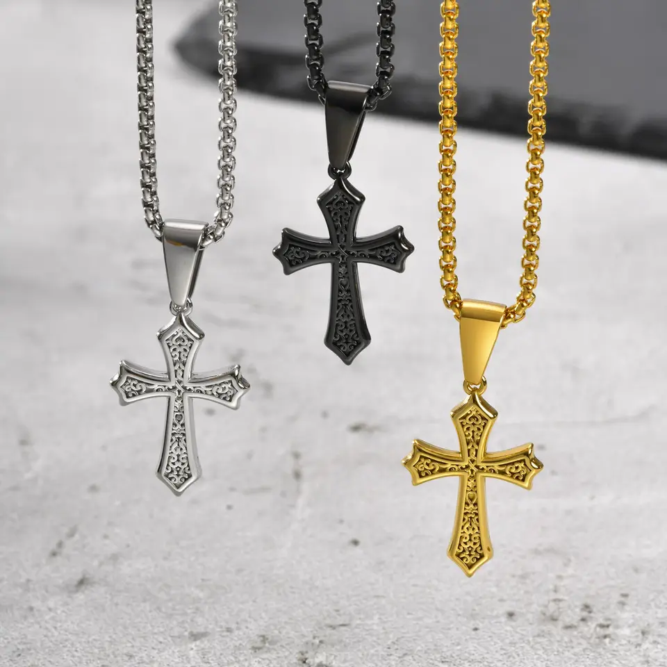 Father's Day Gift: Stainless Steel Cross Necklace — Stylish Cross Pendant