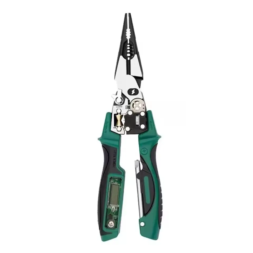 Digital Display Needle Nose Electrician Pliers, Multifunctional Voltage Test Wire Stripper Wire Wrapping & Splitting Hand Tool