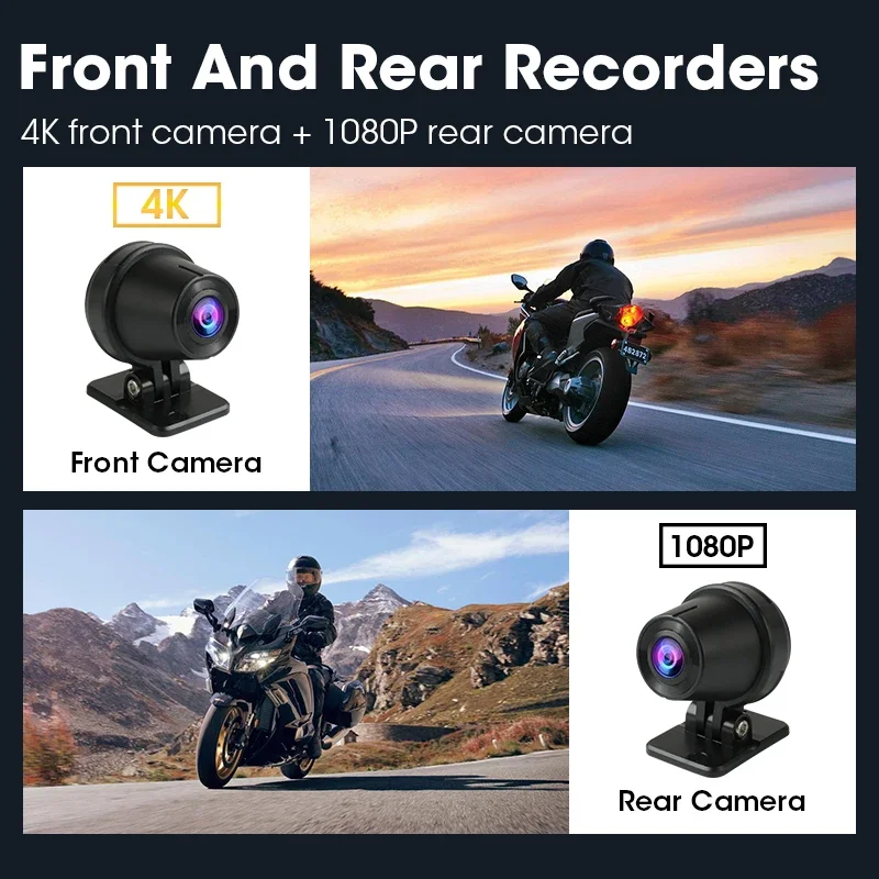 6.25 inch Front 4k+Rear 1080P Moto DVR Wireless Carplay Android Auto IPX7 Waterproof DVR GPS Motorcycle Navigation Monitor