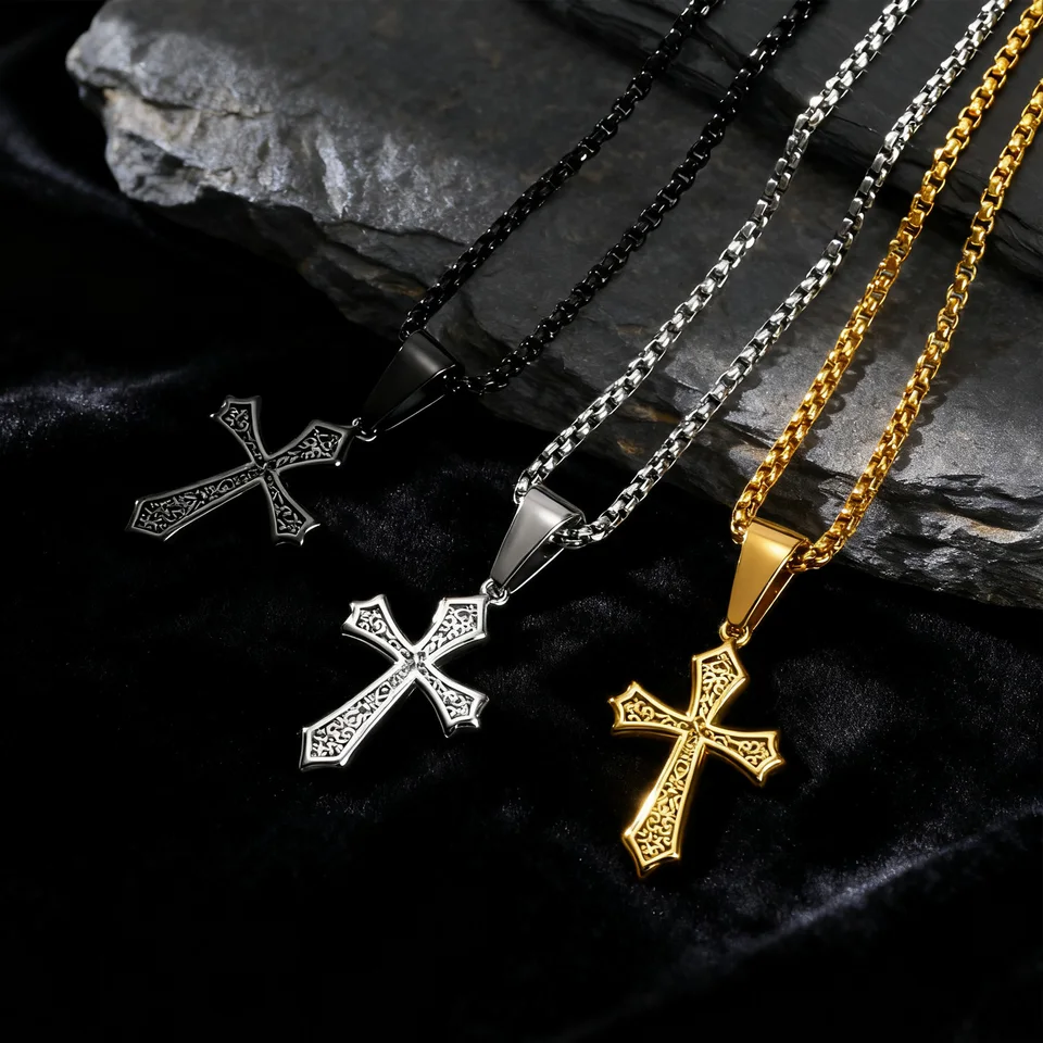 Father's Day Gift: Stainless Steel Cross Necklace — Stylish Cross Pendant