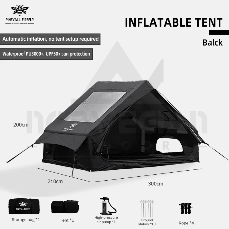 An outdoor inflatable camping tent with a panoramic window, suitable for activities such as camping, hiking and fishing.