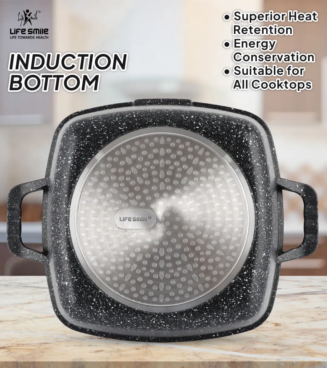 Multi-Layer Granite Non-Stick Full Cookware Collection — Induction Ready | 50+ Pieces | Beige, Black & Blue
