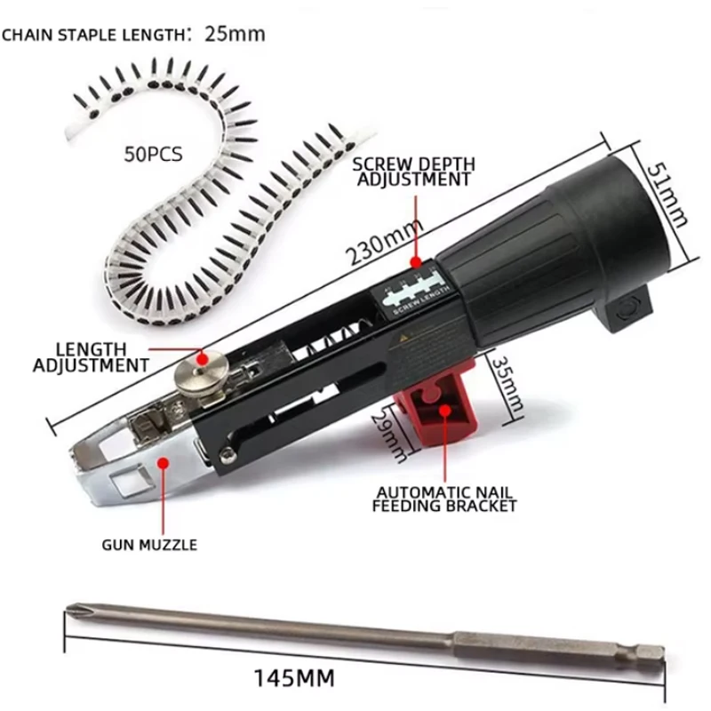 Automatic Chain Screw Gun Attachment (Universal Drill Converter)