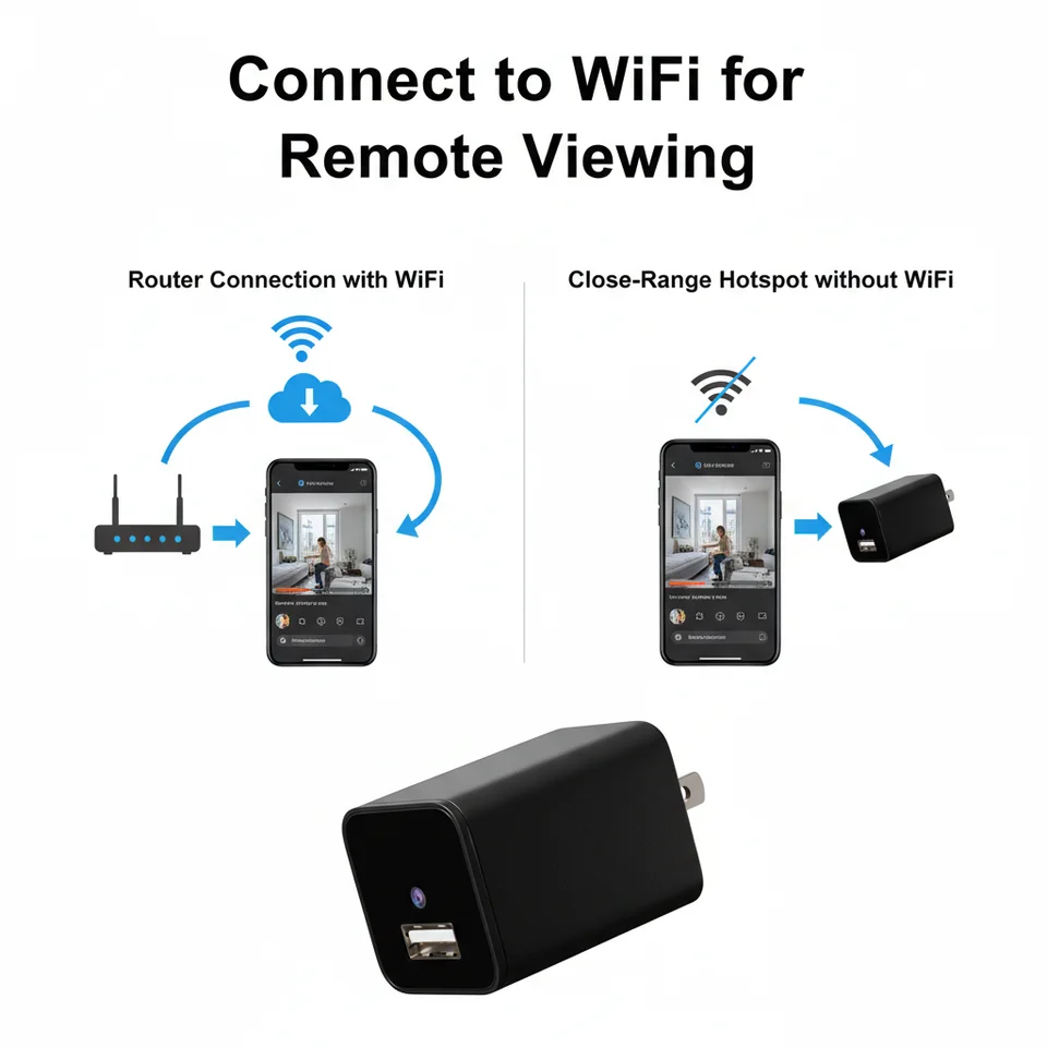 Mini Security Camera 1080P HD, Motion Detection, Remote View, Recording, USB Phone Charger