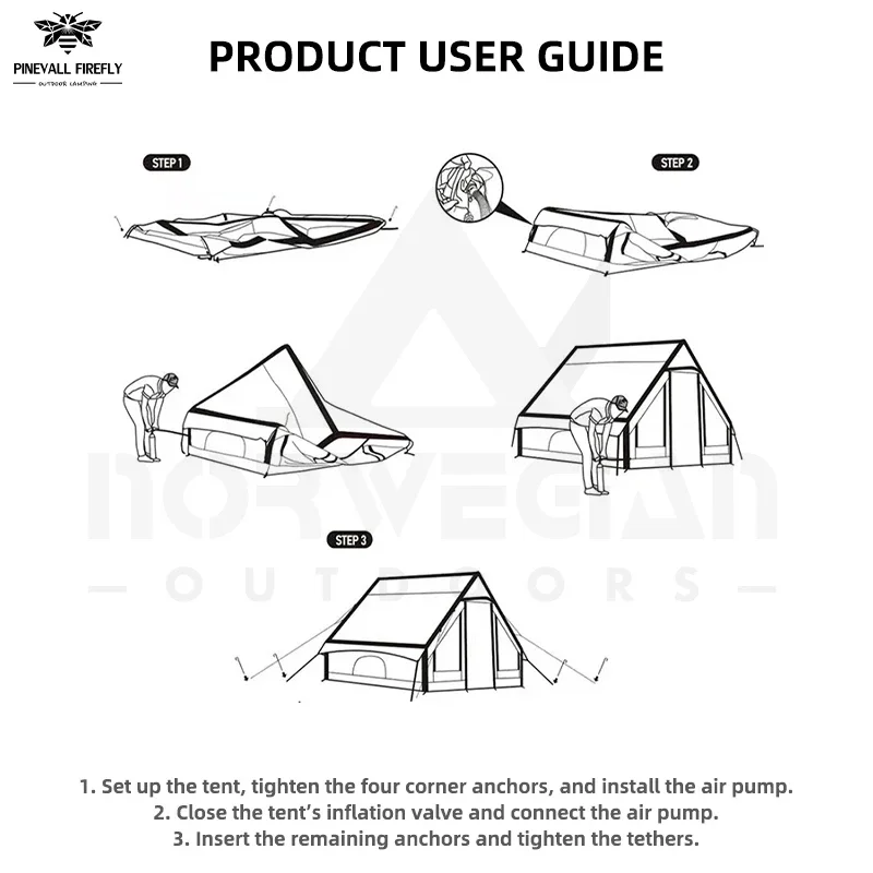 An outdoor inflatable camping tent with a panoramic window, suitable for activities such as camping, hiking and fishing.