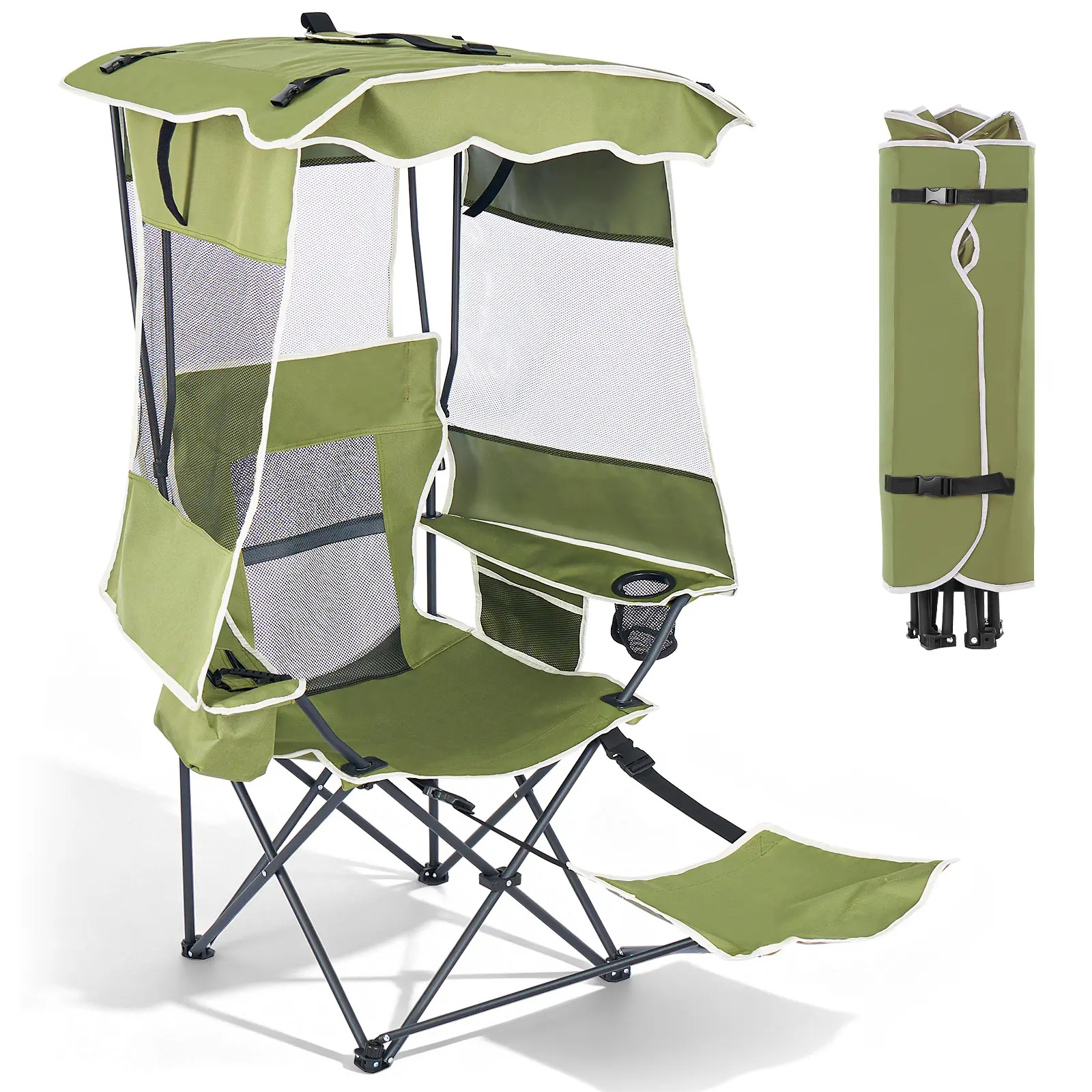 MOPHOTO XXL Double Camping Chair with Canopy - Padded Comfort