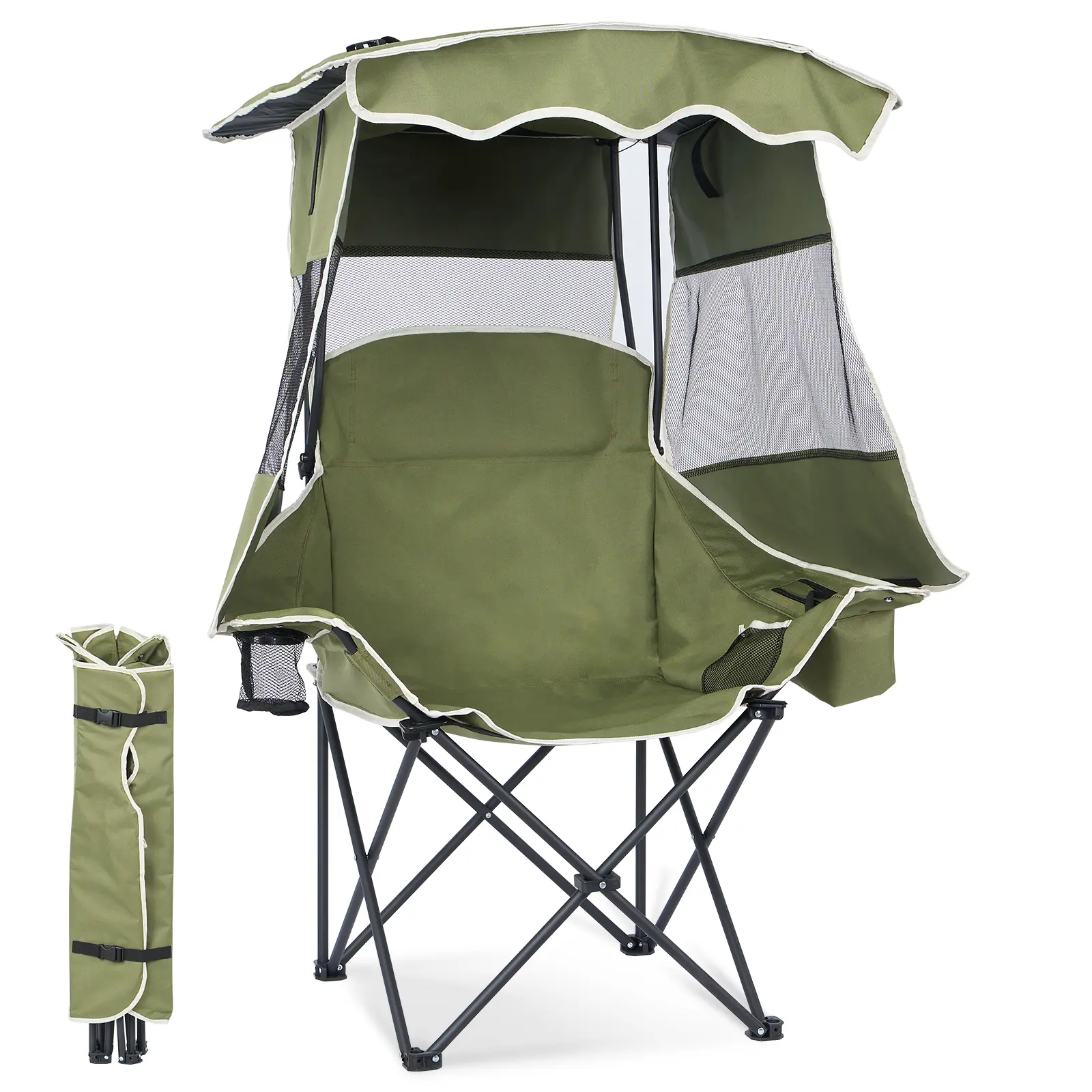 MOPHOTO XXL Double Camping Chair with Canopy - Padded Comfort