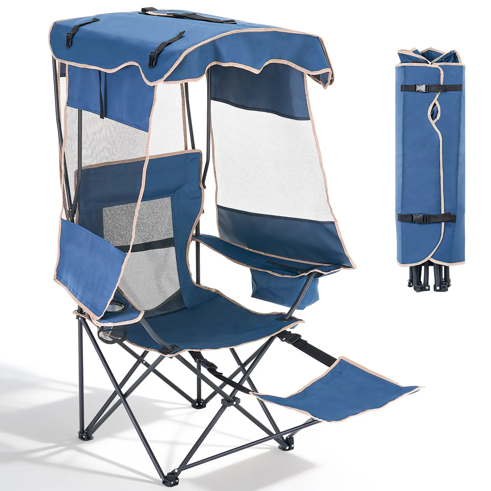 MOPHOTO XXL Double Camping Chair with Canopy - Padded Comfort