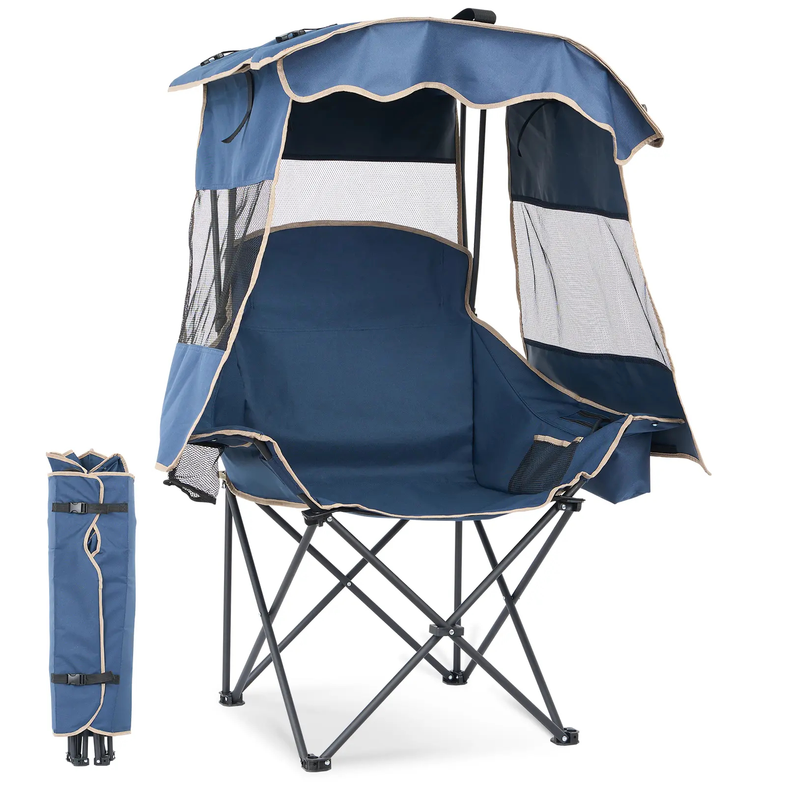 MOPHOTO XXL Double Camping Chair with Canopy - Padded Comfort