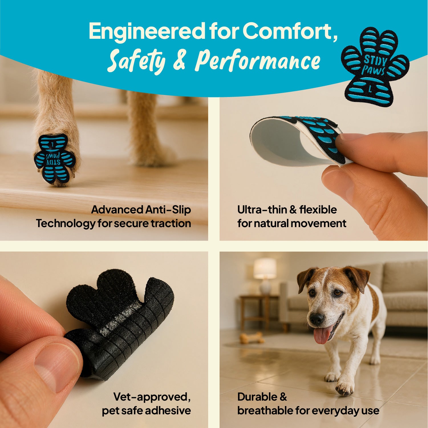 Vet-Approved™ Anti-Slip Dog Paw Tractions - Non-Toxic Grip Pads for Mobility Support