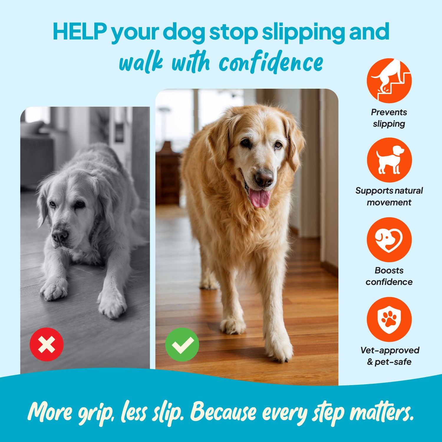 Vet-Approved™ Anti-Slip Dog Paw Tractions - Non-Toxic Grip Pads for Mobility Support