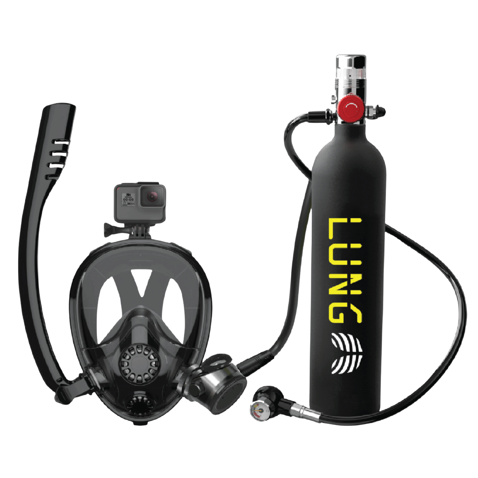 Mini Scuba Tank (No Inflatable Device) with Snorkel Mask 0.5L Portable Small Diving Tank with Full Face Diving Mask Reusable DOT Certified Pony Bottle Diving Cylinder Kit