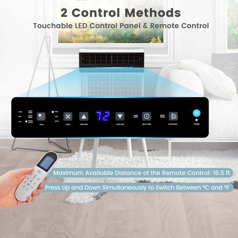 10000 BTU Ultra Quiet Window Air Conditioner U-Shaped Window AC Units Over the Sill AC Units with Energy Saver Modes