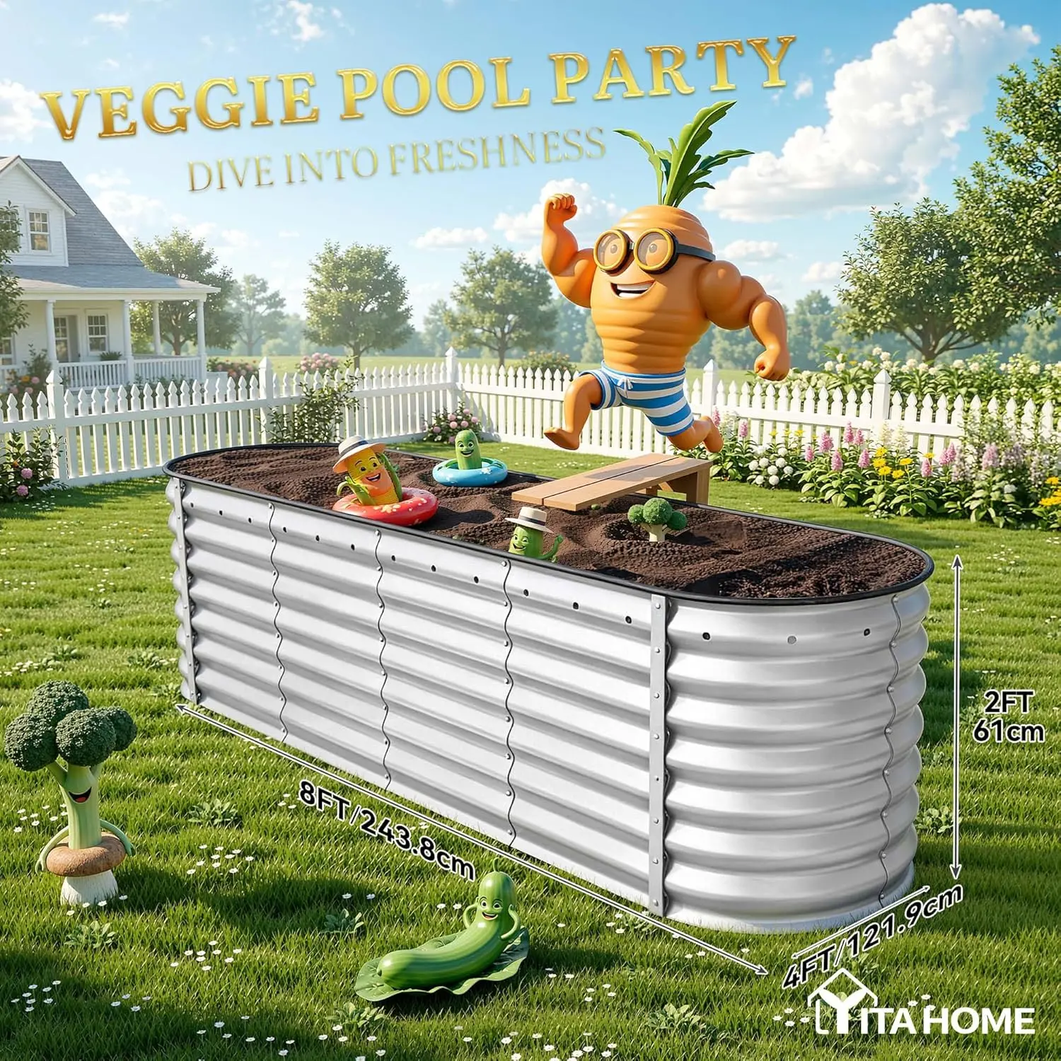 1/2 pcs Raised Garden Bed Kit, with Gloves & Tension Bar, Outdoor Patio Planter Box for Plants Vegetables Flowers