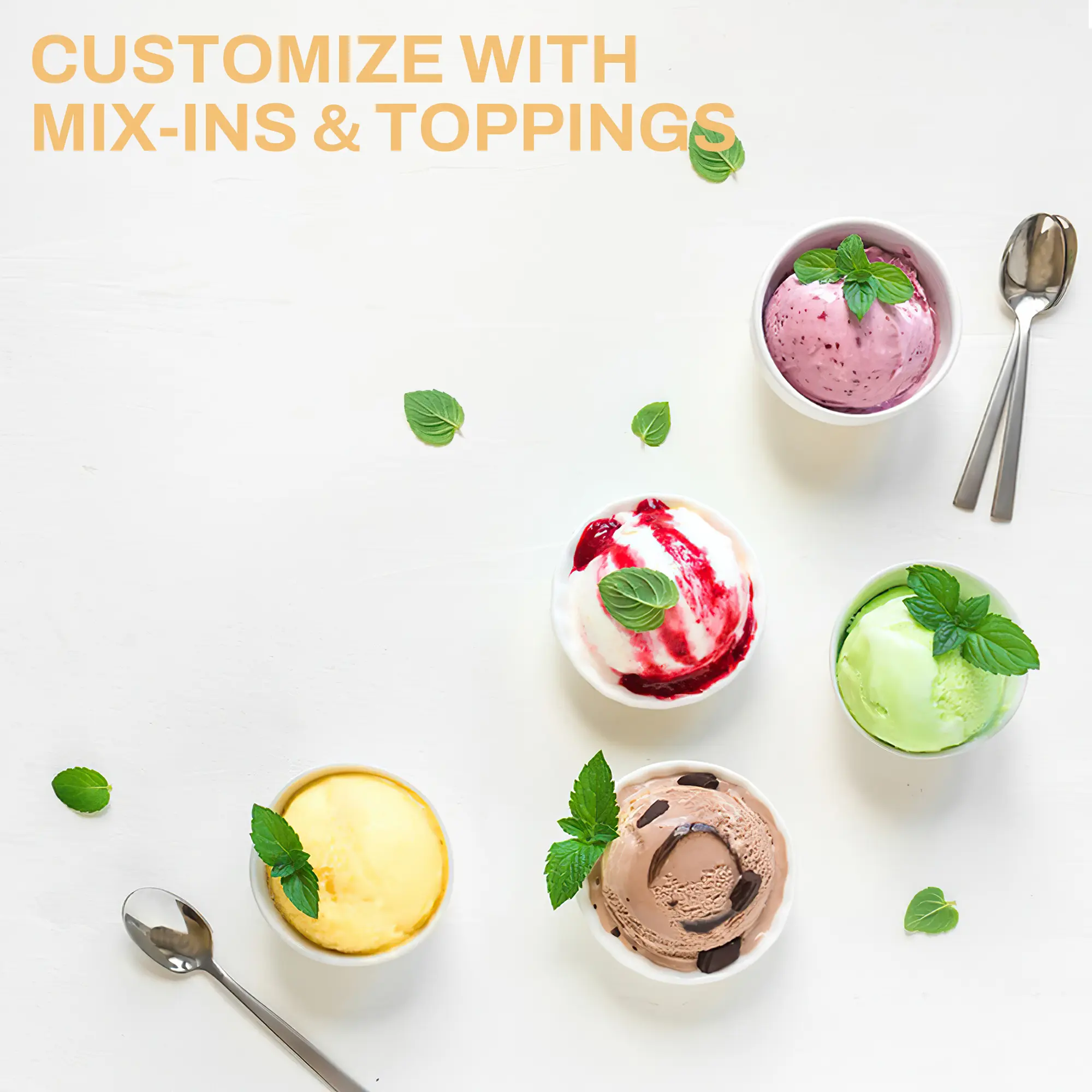 Ice Cream Maker Machine for Home Use with Two Ice Cream Bowls Simple Operation Easy to Clean White Easy Fast Use Perfect Dessert,The best Christmas New Year gift