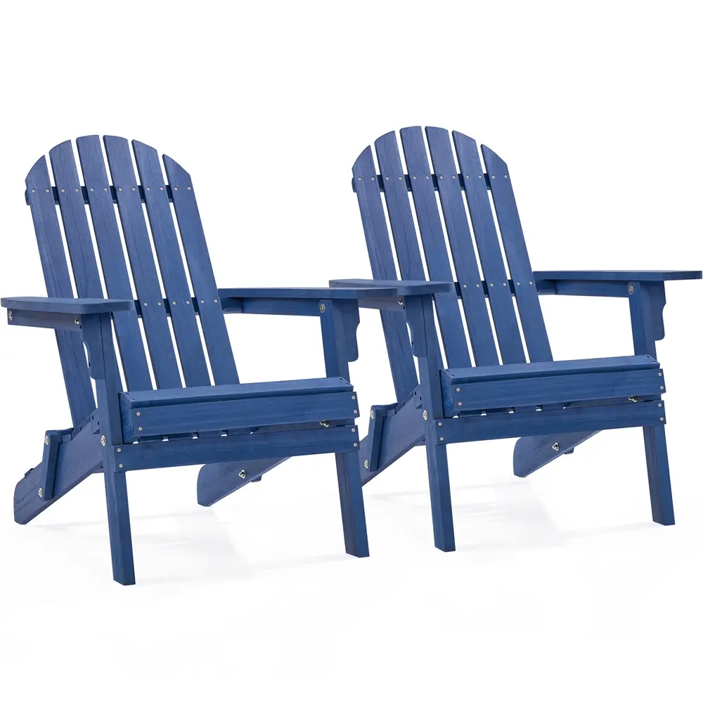 Set of 2 Folding Chairs – Solid Wood, Weather-Resistant Outdoor Lounge Chairs for Patio & Garden