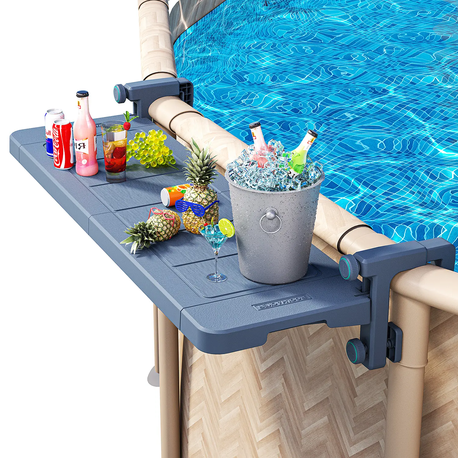 Poolside Swim-Up Bar – Foldable Above-Ground Pool Table for Round & Oval Pools, Weather-Resistant Design