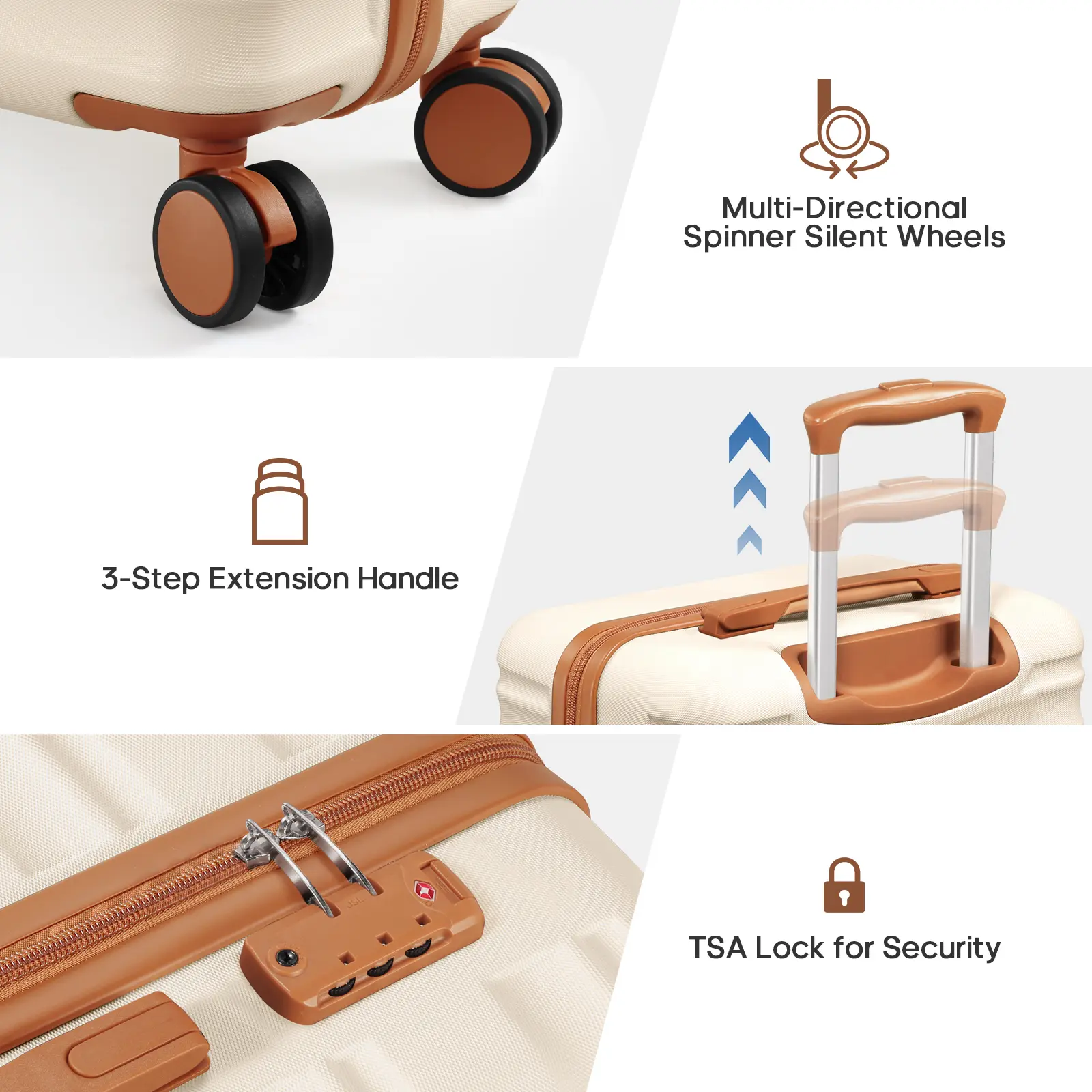 3-Piece Luggage Set 20"/24"/28" Hardside Suitcases with Double Spinner Wheels TSA Lock Lightweight Durable Travel Luggage Set #Summervibes