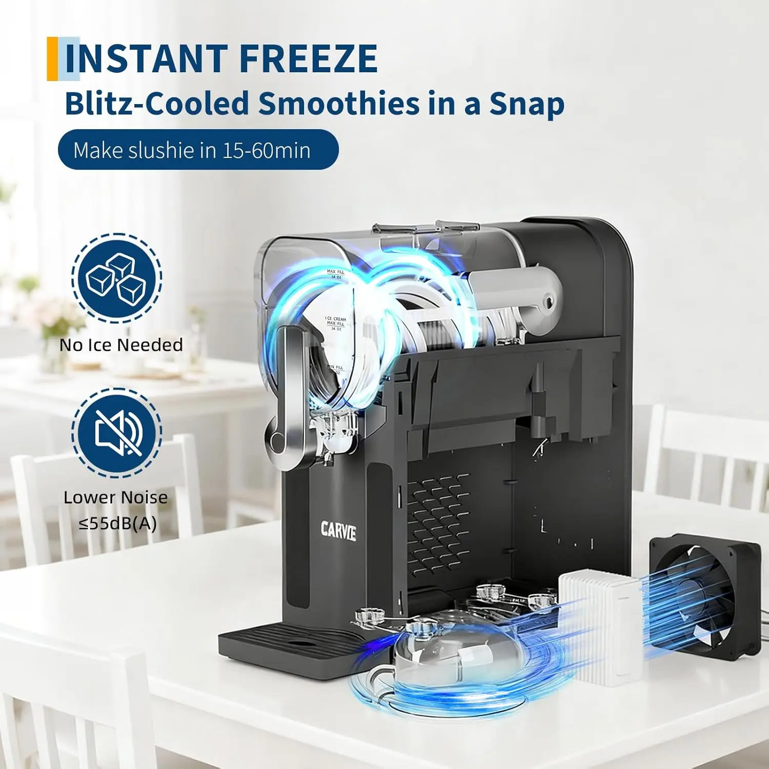 Home Slushie Machine with LED Display and 6 Preset Programs, No Ice Needed, Large 70 Ounce Capacity for Margaritas, Frappés, and Frozen Drinks