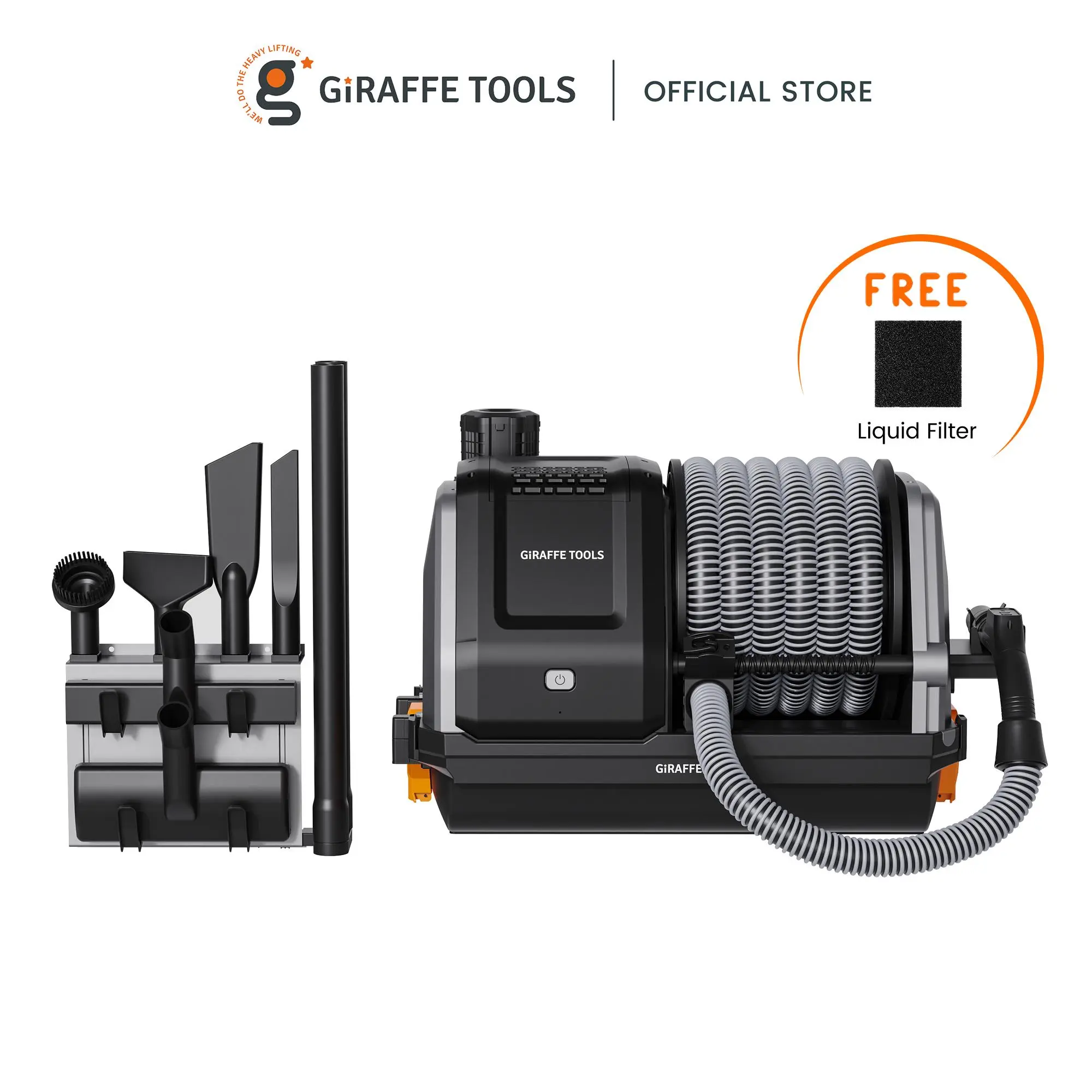 Vacuum Cleaner 30ft Retractable 20KPA Suction 6 Nozzles 4.5 Gallon Dustbin Wall Mounted Wet Dry Home Cleaning Solution
