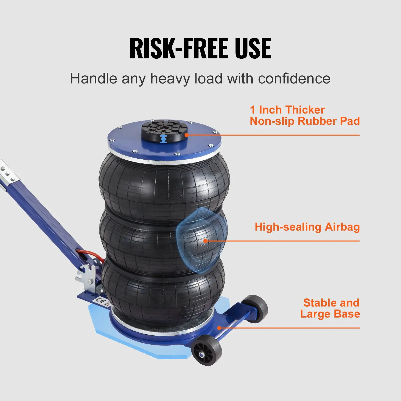 Air Bag Jack, triple bag air jack for fast lifting, 5 TonPneumatic Airbag Jack with 17.7 In Lift, 1-6 Second Fast Lifting & Steel Pipes for Car, SUV, Pickup Truck Repair