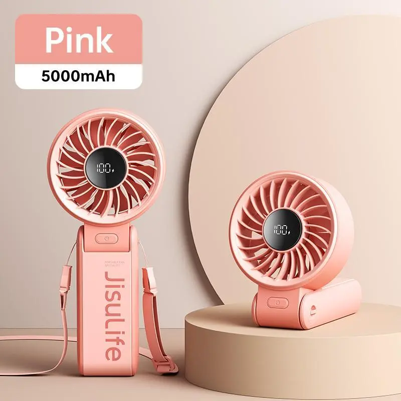 3-in-1 Portable Mini Fan – 5000mAh Rechargeable, 5 Speeds, Handheld, Desk & Neck Fan for Travel & Outdoor Use