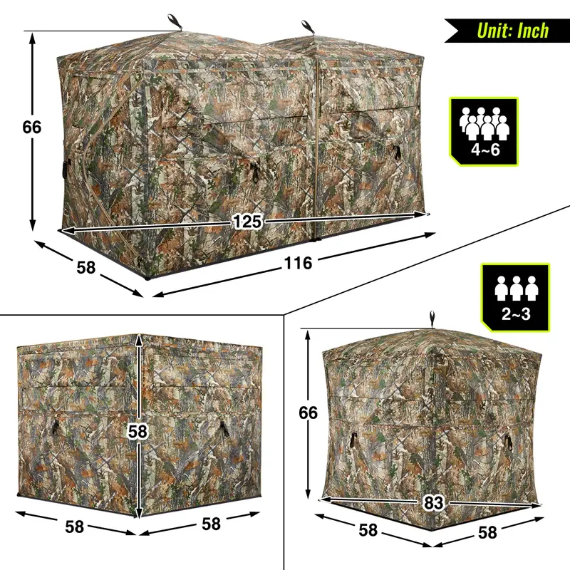 270° See-Through  Blind – Pop-Up Ground Deer Blind Tent for 1–6 Persons