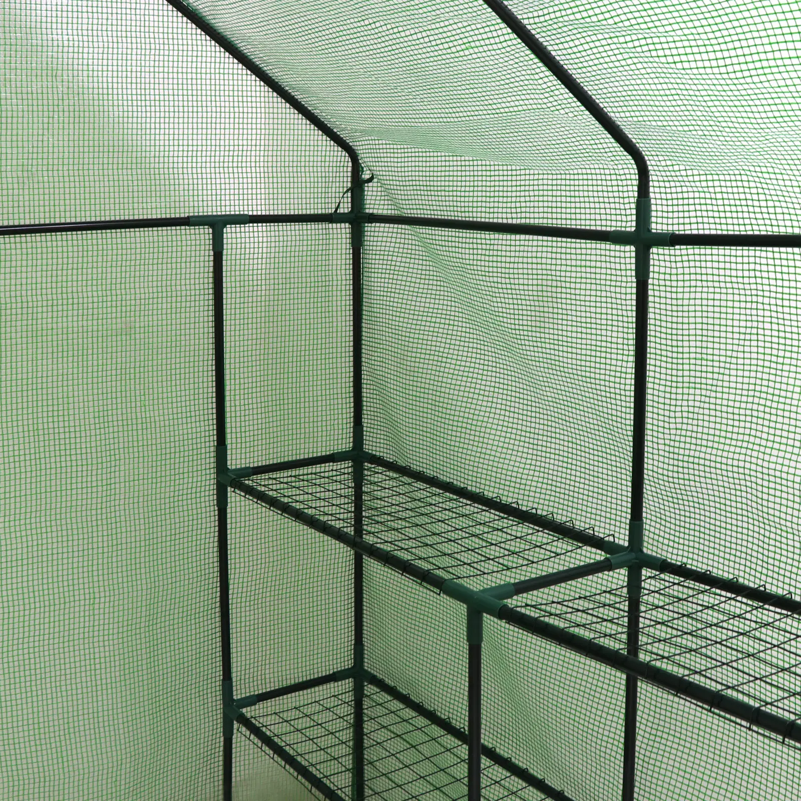 Portable Walk-In Greenhouse with Roll-Up Zipper Door PE Cover Greenhouses for Garden, Backyard - Three Sizes