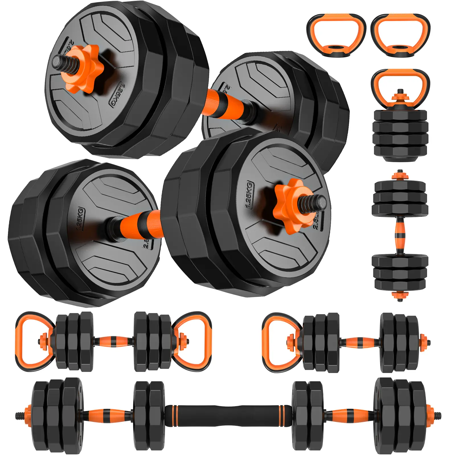 44lb/66lb/88lb 4-in-1 Adjustable Dumbbells Set Free Weight Set with Connector Used as Barbell, Kettlebells, Push up Stand, Fitness Exercises