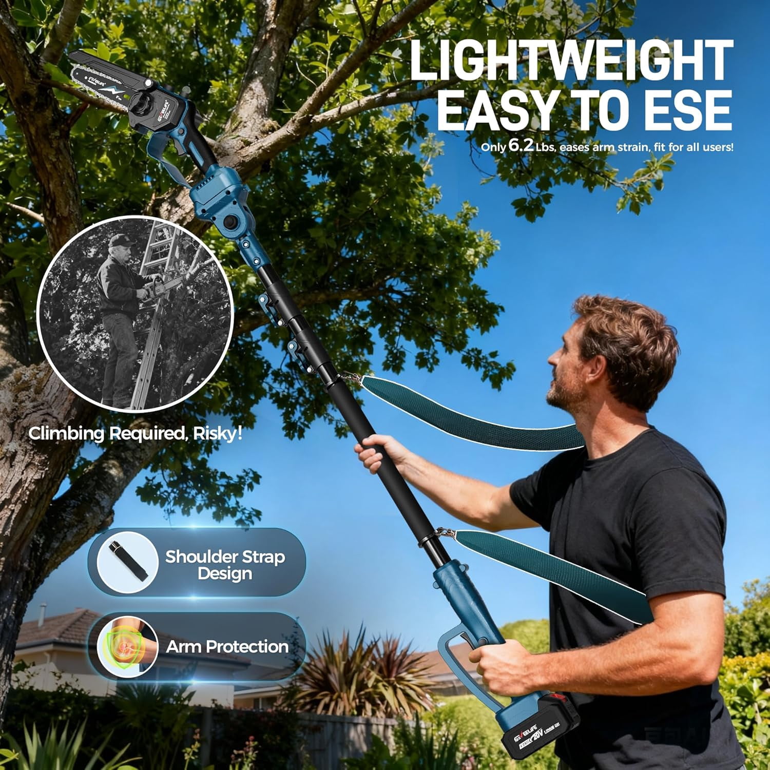 2-in-1 Cordless Electric Pole Saw & Mini Chainsaw Kit