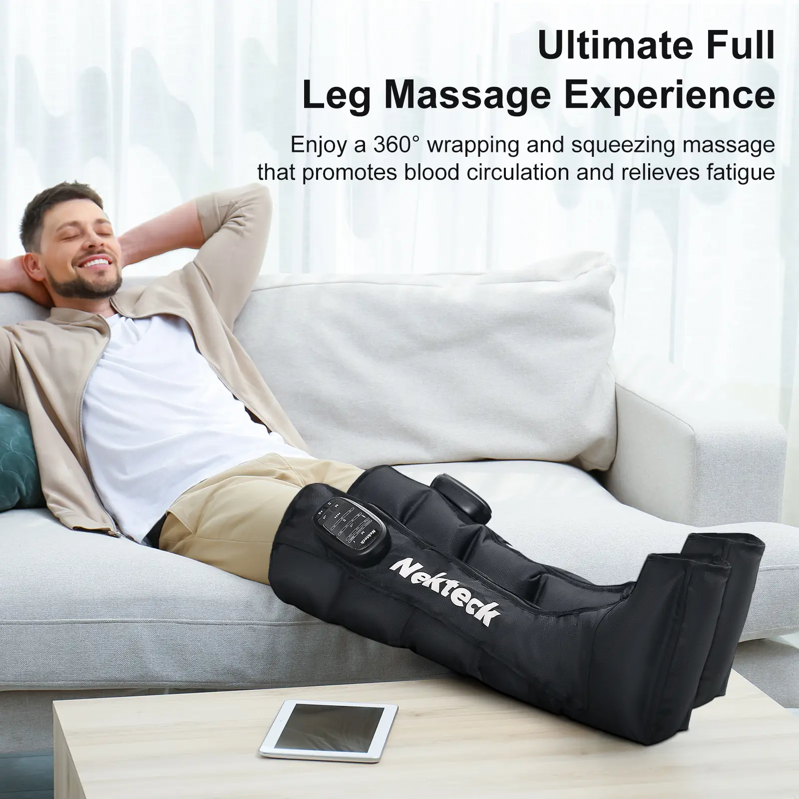 Cordless Leg Massager Recovery System (Single Leg Only), Air Compression Massage, Full Leg Boots for Circulation and Pain Relief Comfort Daily