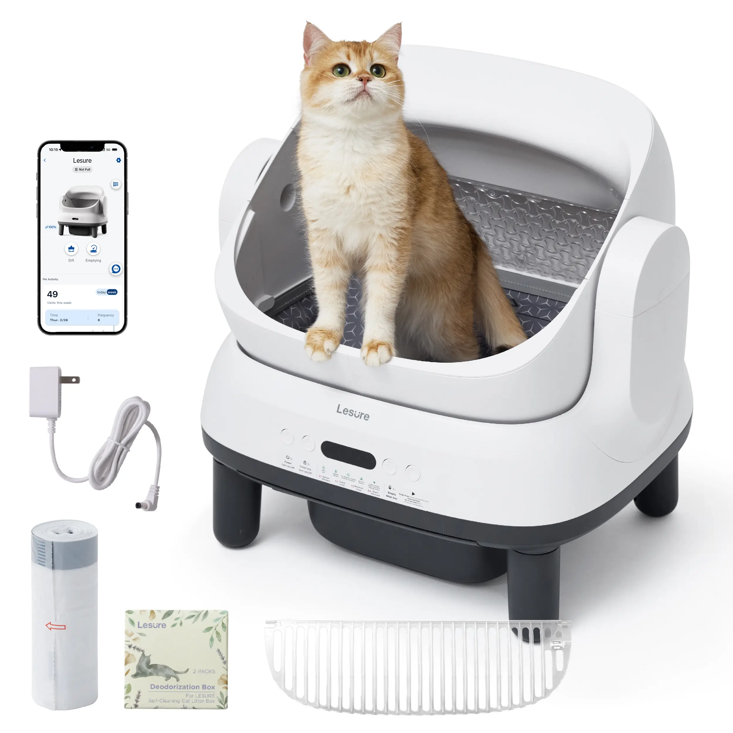Self-Cleaning Cat Litter Box – App-Controlled Automatic Scooper with Odor Control, Safety Sensors & Waste Bags Included