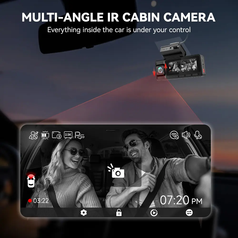 WiFi Dash Cam Front and Rear Inside with 32G SD Card( No SD Card Option In A Better Deal ), 2.5K+1080P+1080P Car Dash Camera for CarsFront and Rear, G-Sensor, 24H Parking Mode, Car rvibe, Car VLOG