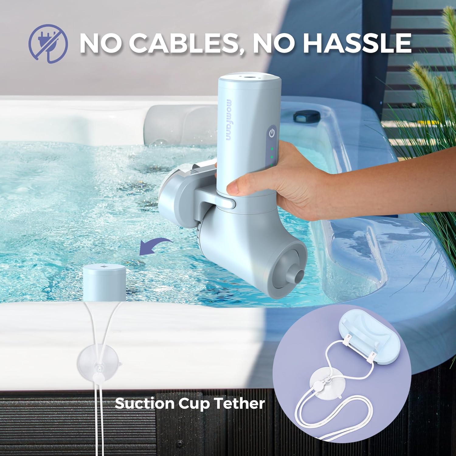 Jet Spa/Bubble Mode, Cordless Portable Bathtub Accessories with 3-Level Adjustable Speed, Bathtub Jets for Home Spa, Relaxing