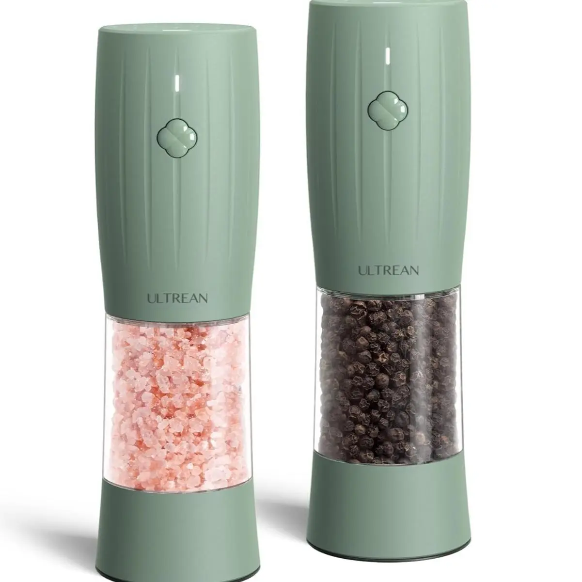 2PCS Rechargeable Salt & Pepper Grinder Set – Adjustable Stainless Steel Grinders with LED One-Hand Operation
