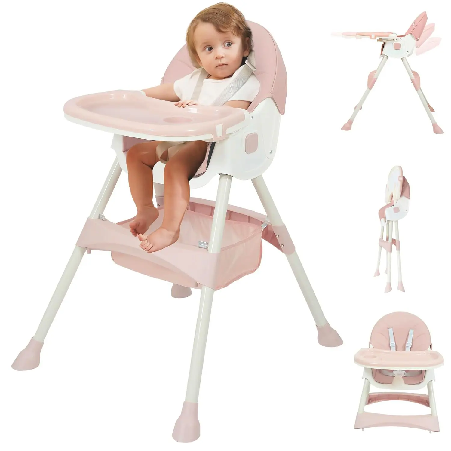 Baby High Chair 6 in 1 Convertible High Chair with 5-Point Safety Harness, Adjustable Dining Tray, Easy to Clean Surface, Robust Design, #SummerVibes