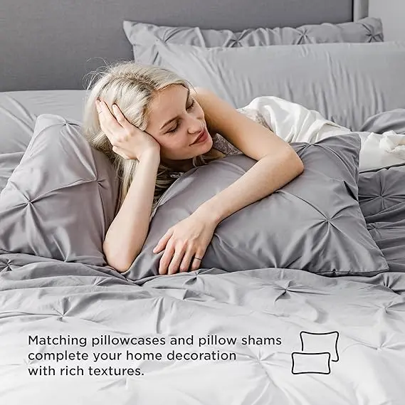 Soft Pintuck Comforter Set – 4/7 Piece Ultra-Soft All-Season Bedding Set with Elegant Hotel-Style Design