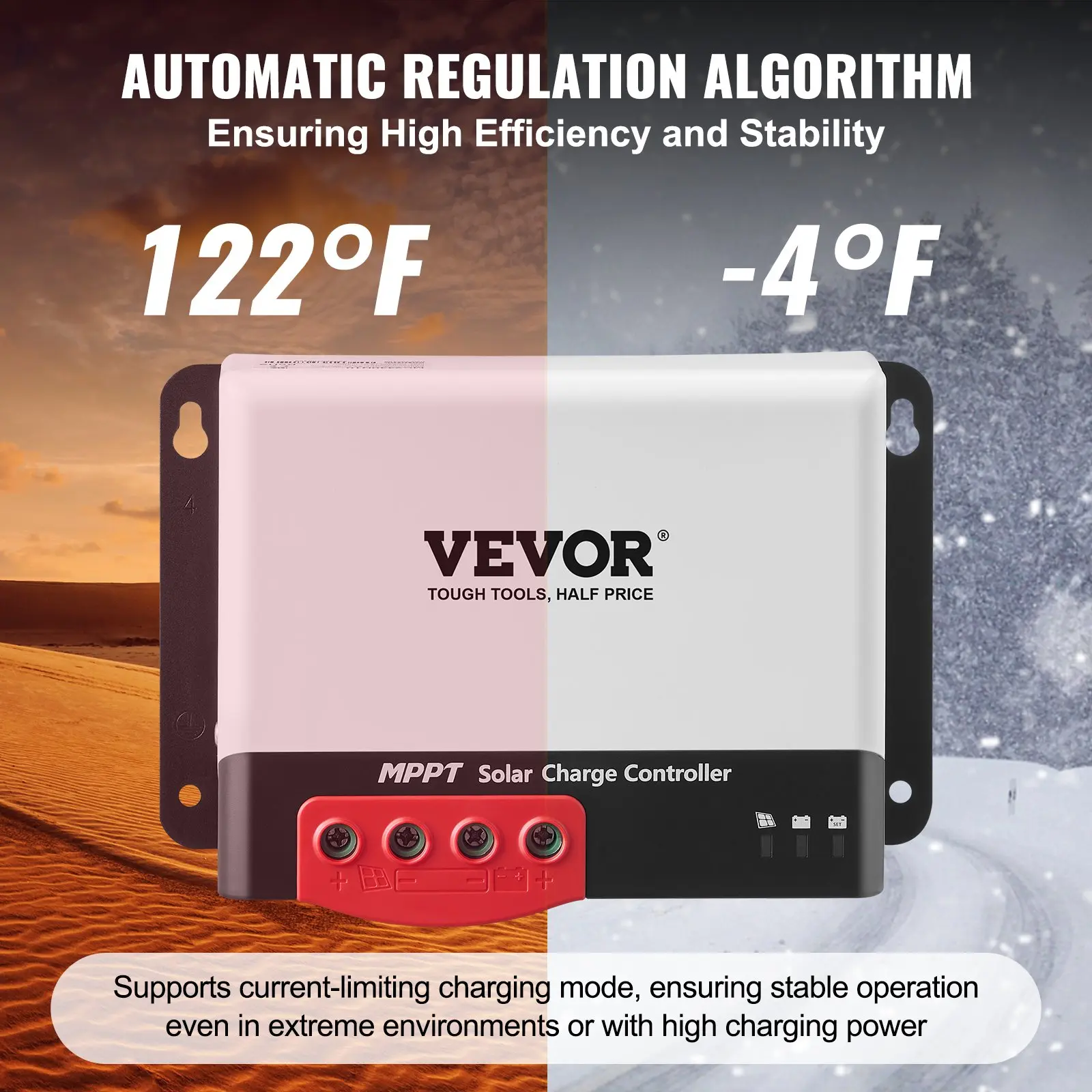 Pro-Grade 50A  Solar Charge Controller - 12V/24V Auto DC Input Panel Regulator Charger with Bluetooth Module for Lithium, Sealed, Gel & AGM Batteries, Off-Grid RV & Marine System