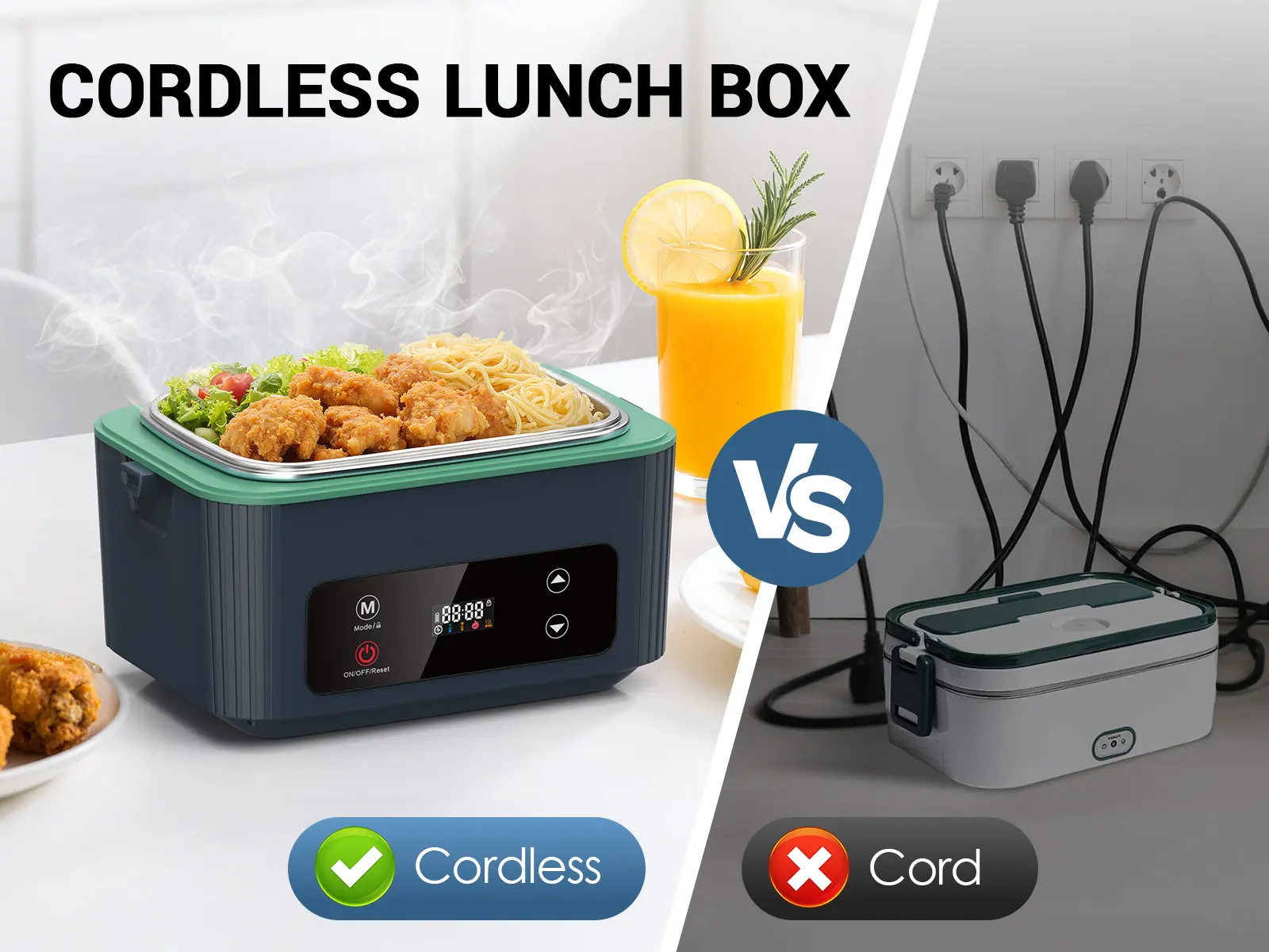 Self-Heating Electric Lunch Box, 100W Faster Heated Cordless Lunch Box for Adults with Automatic Heating, 40 fl oz 304 Stainless Steel Food Warmer with Timer for Hot Meals Anywhere