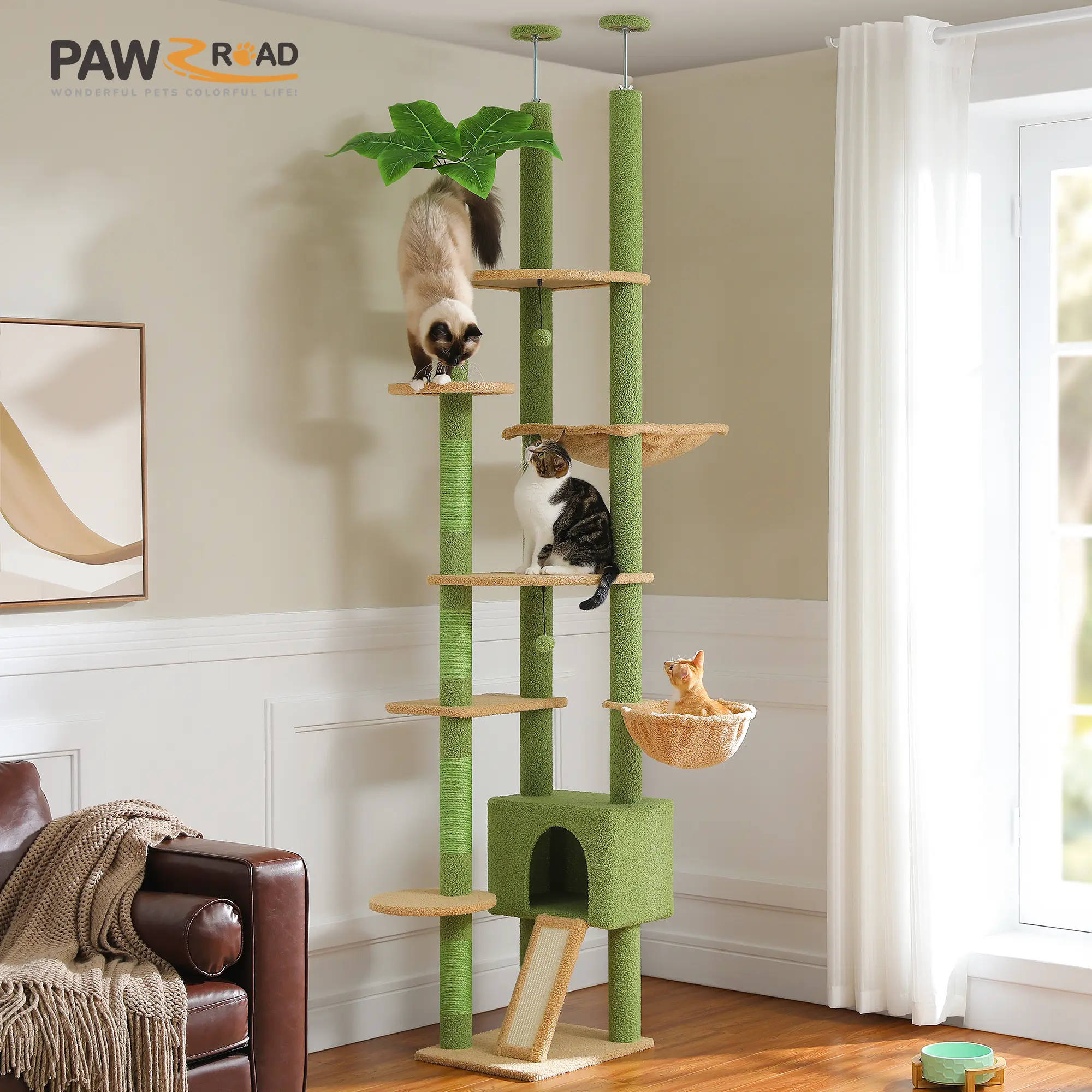 SpaceSaver™ Floor-to-Ceiling Cat Tower