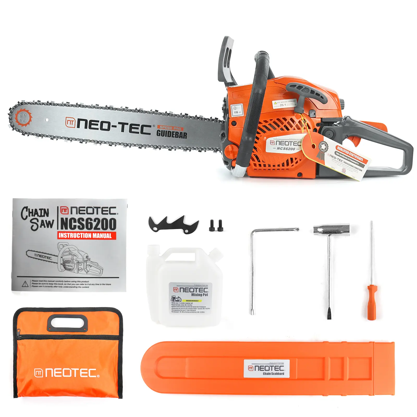 58cc/62cc Gas-Powered Chainsaw with 25:1 Gas/Oil Mix, Lightweight Portable Design for Easy Cutting Wood in Outdoor Garden