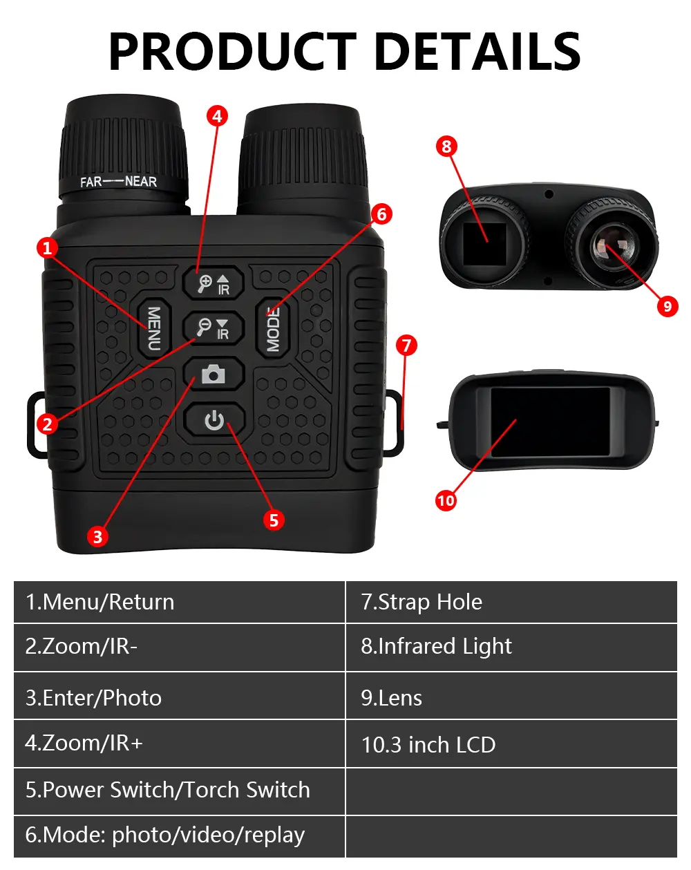 Night Vision Goggles-Night Vision Binoculars,2000 mAh Battery,7 Levels Infrared,6X Digital Zoom(Wildlife Observation,Hunting,Camping)