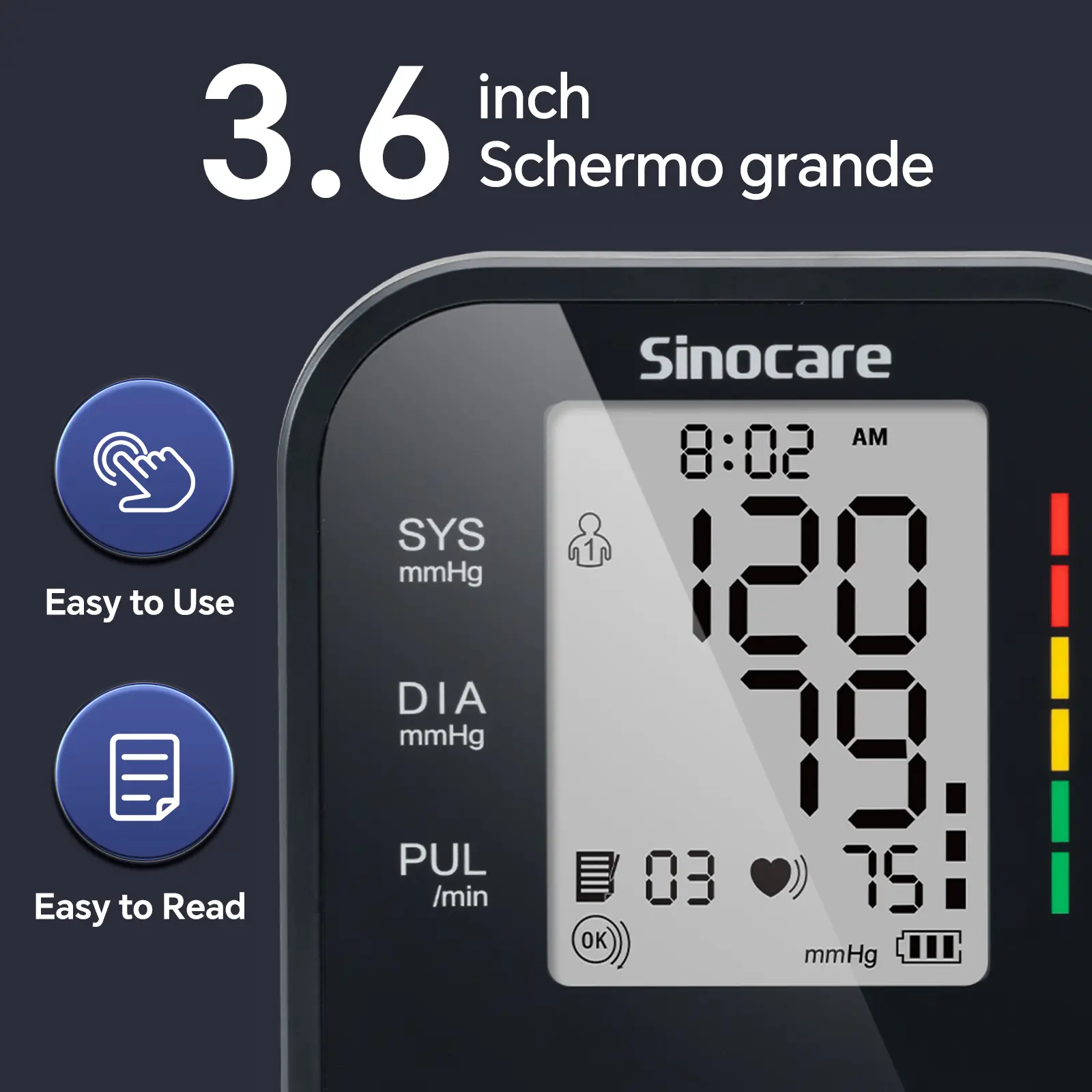 Smart Upper Arm Blood Pressure Monitor , Healthcare Selfcare Device with Wide-Range Cuff for Standard to Large Adult Arms