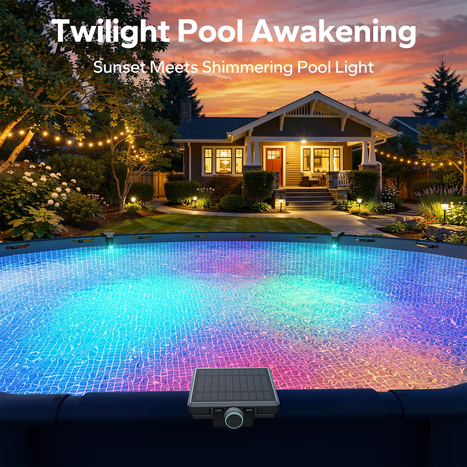 Poolside Solar Light – Waterproof Submersible LED with Remote, for Inground & Above Ground Pools (1 Pack)
