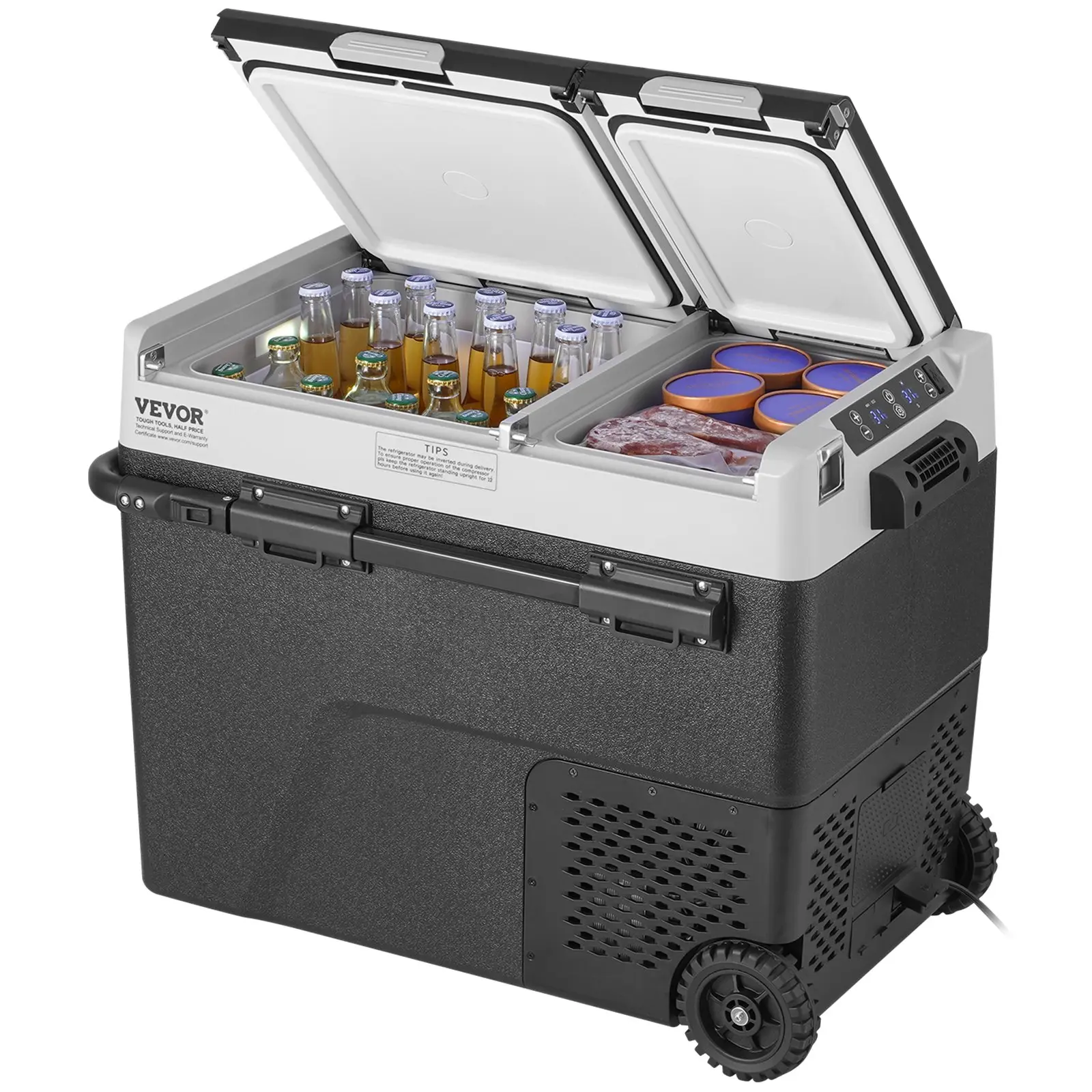 Portable Car Refrigerator, 12 Volt Car Refrigerator Fridge, 58 L / 61.5 QT Dual Zone Portable Freezer, -4℉-68℉ Adjustable Temperature