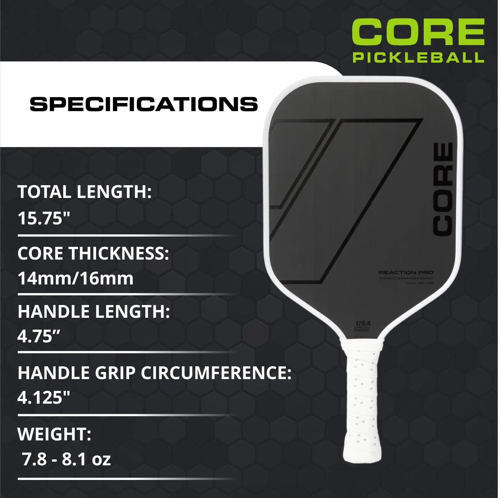 Pickleball Paddle | T700 Carbon Fiber Surface | MX-1000 (16mm)