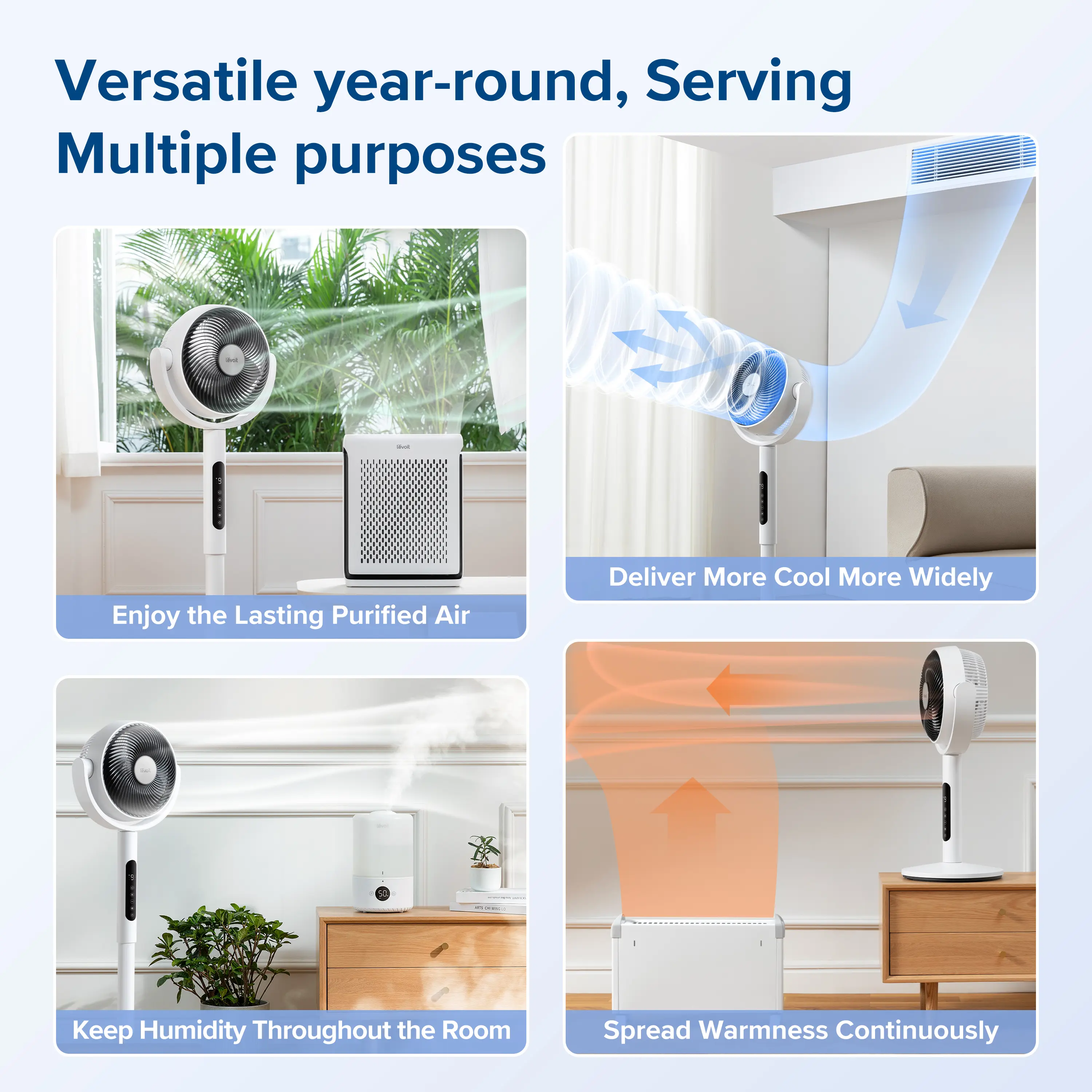 Portable Tower Cooling Fan with 9 Speeds, Ultra-Quiet 20dB, Remote Control & Pedestal/Tabletop Modes